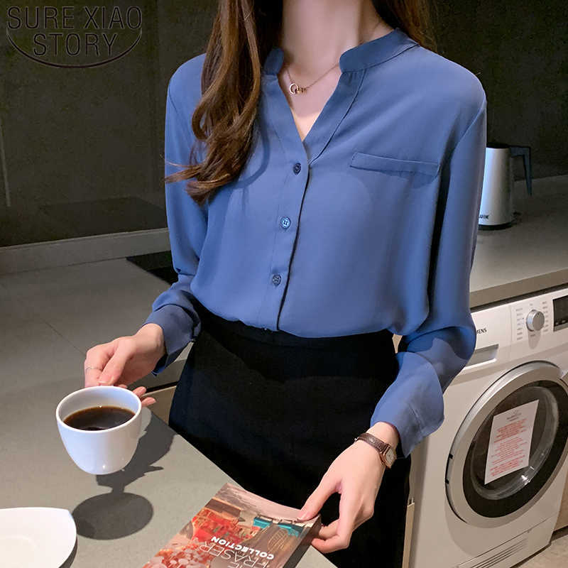 Spring Women' Casual Loose Slim Shirt Pure White Shirt Simple Solid V-neck Long-Sleeve Chiffon Blouse Female 8969 50 210527
Spring Women' Casual Loose Slim Shirt Pure White Shirt Simple Solid V-neck Long-Sleeve Chiffon Blouse Female 8969 50 210527