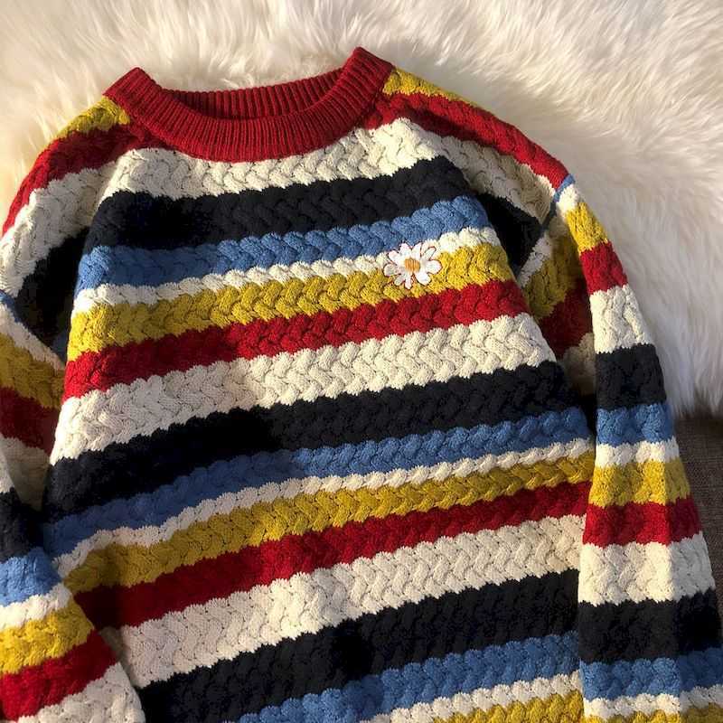 Sweater women rainbow stripes autumn/winter Korean version sweater round neck loose knit long sleeve top 210526, Red
Sweater women rainbow stripes autumn/winter Korean version sweater round neck loose knit long sleeve top 210526, Red
