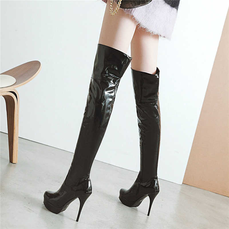 Fashion Thigh High Boots Women Platform Autumn Winter Over Knee Boots Sexy High Heels Red White Fetish Shoes Woman Plus Size 48 211021