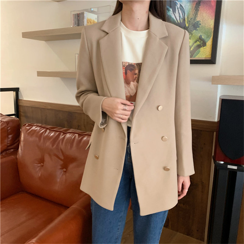 Slender Vintage Elegant Feminine Stylish Solid Women Streetwear Loose Free Coat All Match Office Lady Blazers 210421