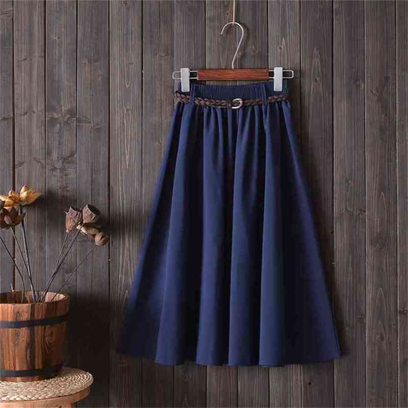 Midi Knee Length Summer Skirt Women With Belt Fashion Korean Ladies High Waist Pleated A-line School Female 210607, Red
Midi Knee Length Summer Skirt Women With Belt Fashion Korean Ladies High Waist Pleated A-line School Female 210607, Red