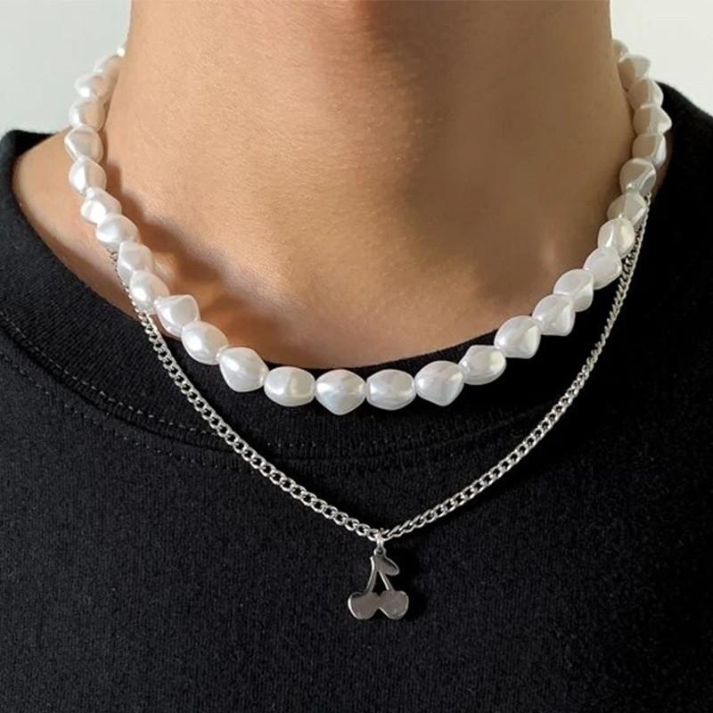 Pendant Necklaces Punk Silver Color Cherry Chain Irregular Pearl Necklace For Women Girl Metal Geometric Charm Choker Collares
Pendant Necklaces Punk Silver Color Cherry Chain Irregular Pearl Necklace For Women Girl Metal Geometric Charm Choker Collares