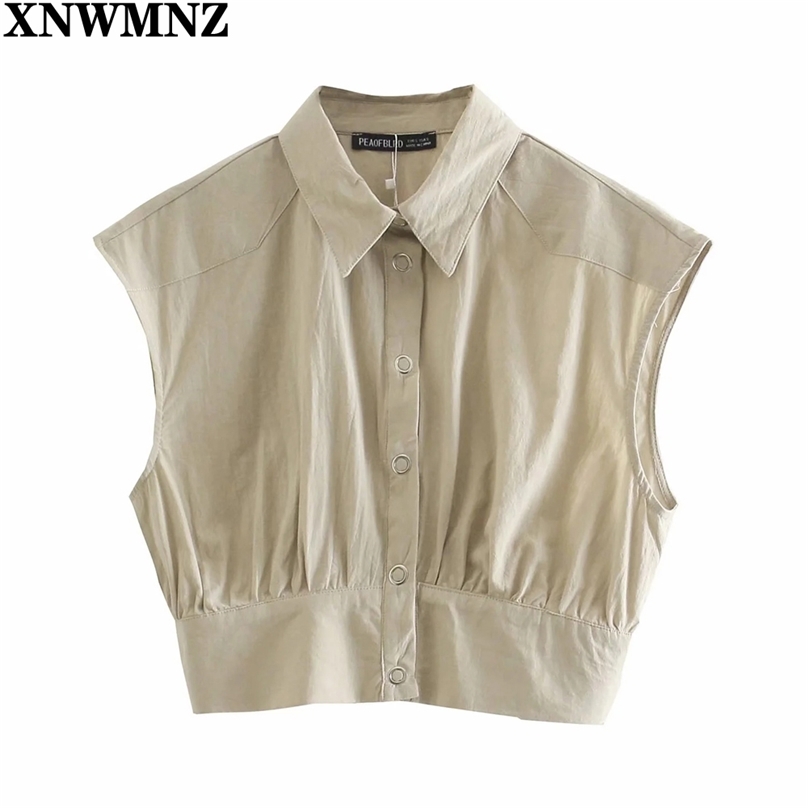 Ladies Retro Solid Crop Shirt Women Sleeveless Summer Chic Female Sexy Shirts Tops Woman Cotton Top 210520, Khaki
Ladies Retro Solid Crop Shirt Women Sleeveless Summer Chic Female Sexy Shirts Tops Woman Cotton Top 210520, Khaki