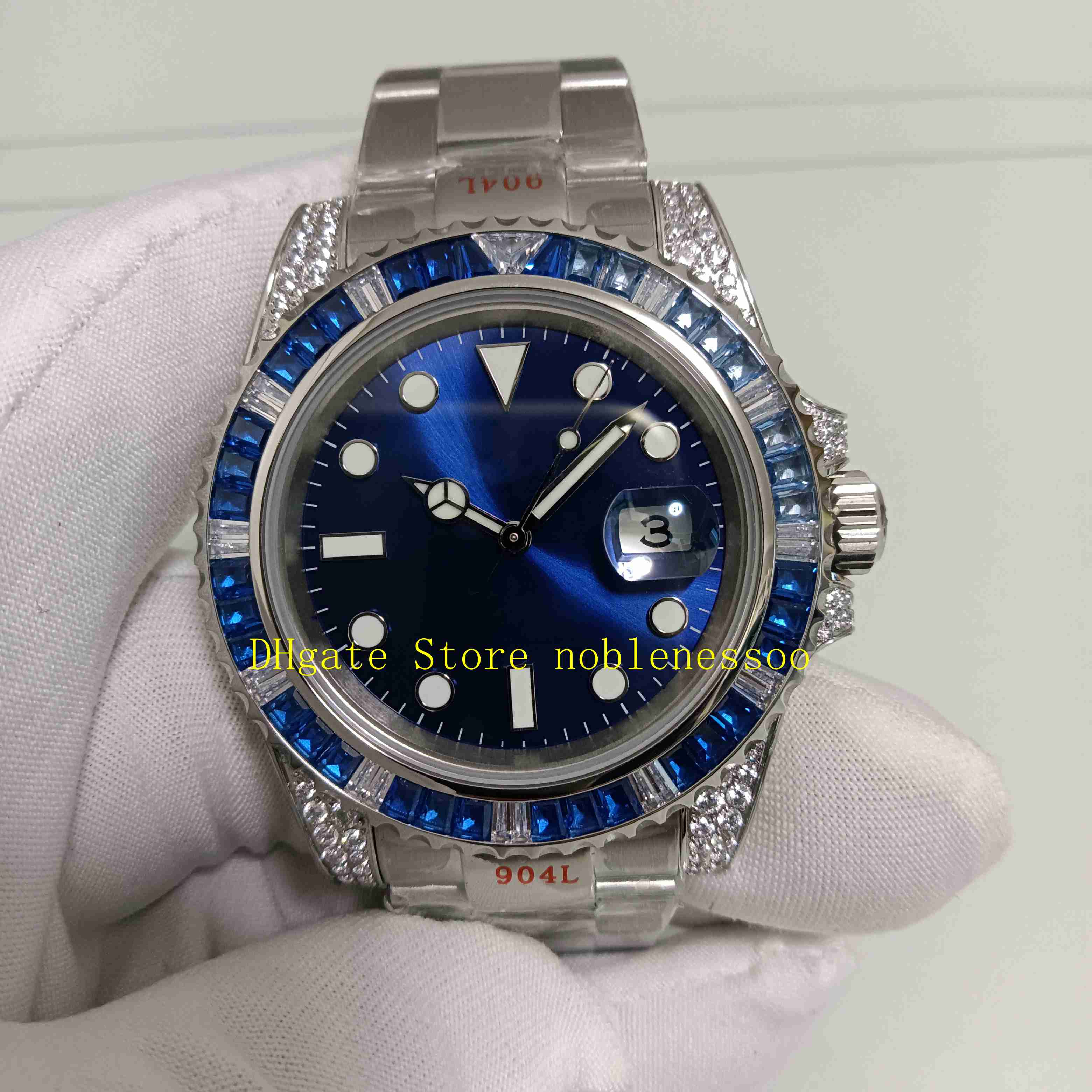 Real Photo 904L Steel ETA 2836 Automatic Movement Watch Men's 40mm Bespoke Diamond and Blue Bezel 116659 PAVEO Bracelet Mechanical Mens Sport Watches Wristwatches, 01
Real Photo 904L Steel ETA 2836 Automatic Movement Watch Men's 40mm Bespoke Diamond and Blue Bezel 116659 PAVEO Bracelet Mechanical Mens Sport Watches Wristwatches, 01