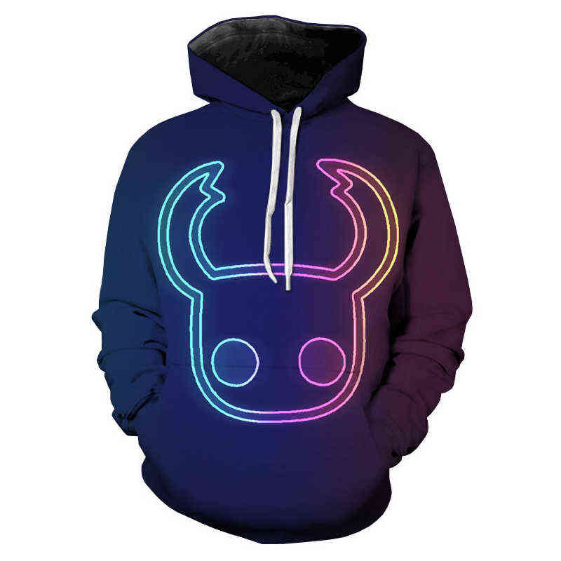 Hollow Knight 3D Prined Hoodies Men/Women Fashion Personality Anime Hoodie Harajuku Yin Yang Zipper Sweatshirts 220114