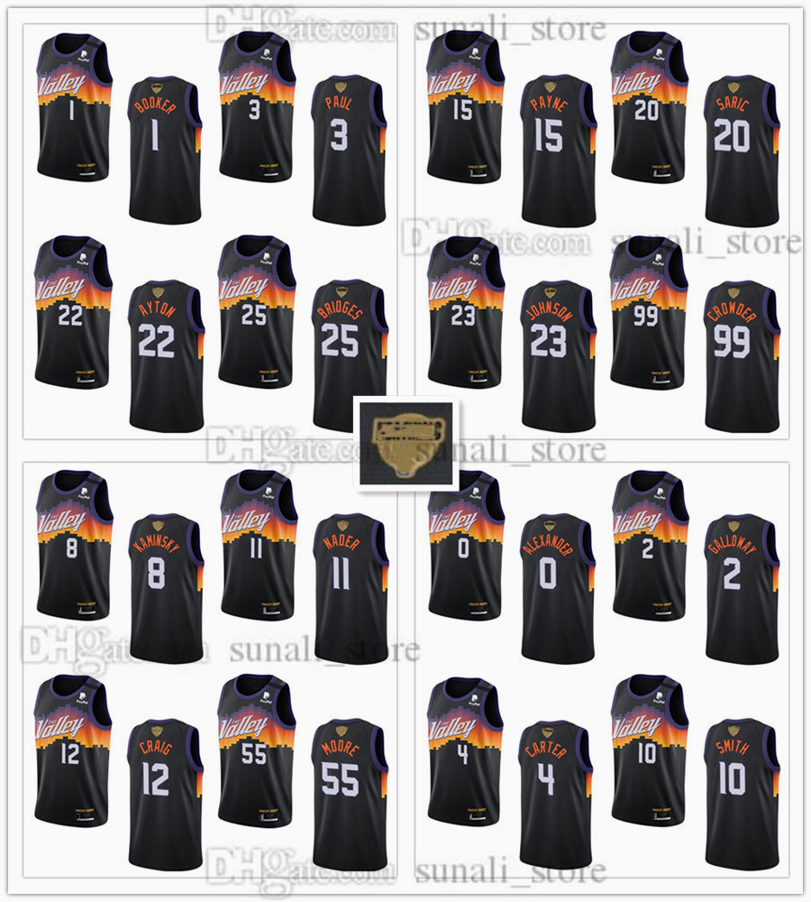 2021 City Black Finals Basketball Jerseys Chris Paul Devin Booker Deandre Ayton Mikal Bridges Dario Saric Cameron Johnson Jae Crowder Payne Edition Nader Kaminsky, Customize (tell me name and number)
2021 City Black Finals Basketball Jerseys Chris Paul Devin Booker Deandre Ayton Mikal Bridges Dario Saric Cameron Johnson Jae Crowder Payne Edition Nader Kaminsky, Customize (tell me name and number)