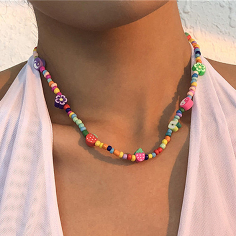 Bohemia Beaded Necklaces Color Roulette Necklace Resin Flowers Fruit Heart Strawberry Star Bead Imitation Pearl Alloy Chains Sweet Chokers Beach Jewelry For Women
Bohemia Beaded Necklaces Color Roulette Necklace Resin Flowers Fruit Heart Strawberry Star Bead Imitation Pearl Alloy Chains Sweet Chokers Beach Jewelry For Women