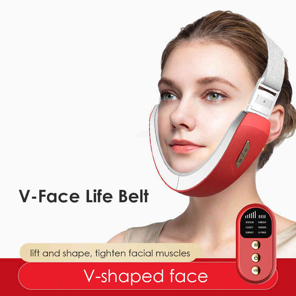Face V-Line Up Lift Belt Machine Red Blue LED Photon Therapy Slimming Vibration Massager Reduce Double Chin Facial Lifting Tool Q0607
Face V-Line Up Lift Belt Machine Red Blue LED Photon Therapy Slimming Vibration Massager Reduce Double Chin Facial Lifting Tool Q0607