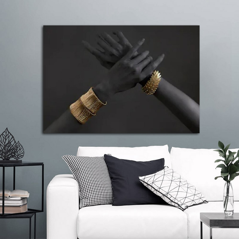Sexy African Black Gold Woman Pictures Canvas Prints Decorative Painting Wall Art For Living Room Posters NO FRAME