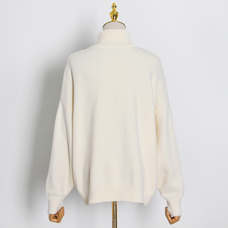 Black Off Shoulder Sweater For Women Turtleneck Long Sleeve Hollow Out Sweaters Female Fashion Clothing 210524