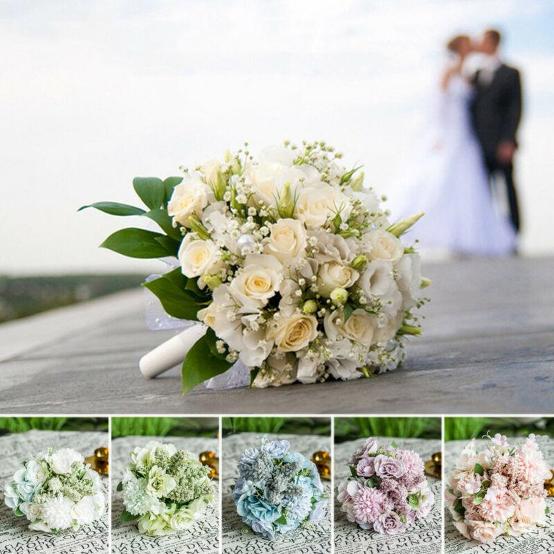 Brand Style Artificial Rose Flower For Wedding Party Home Decor Fake Flowers Bridal Bouquet Decorative & Wreaths