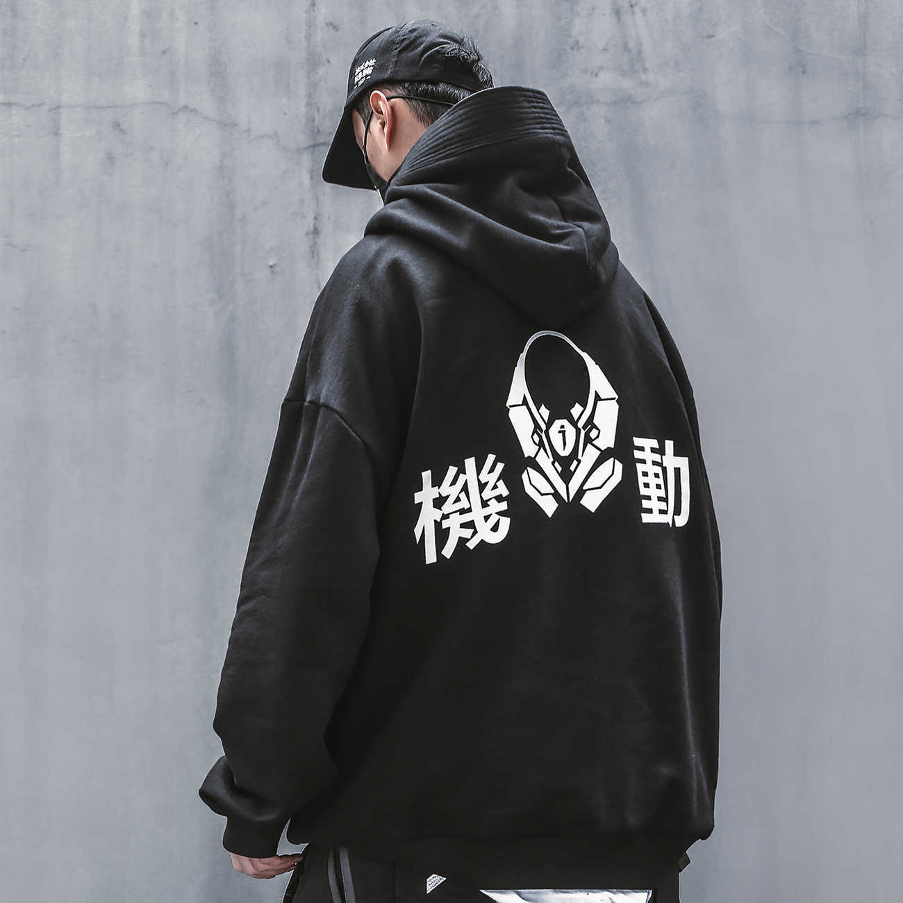 11 BYBB'S DARK Embroidery Harajuku Hoodie Men Spring Cotton Pullover Hip Hop Streetwear Fish Mouth Sweatshirt Punk 210813