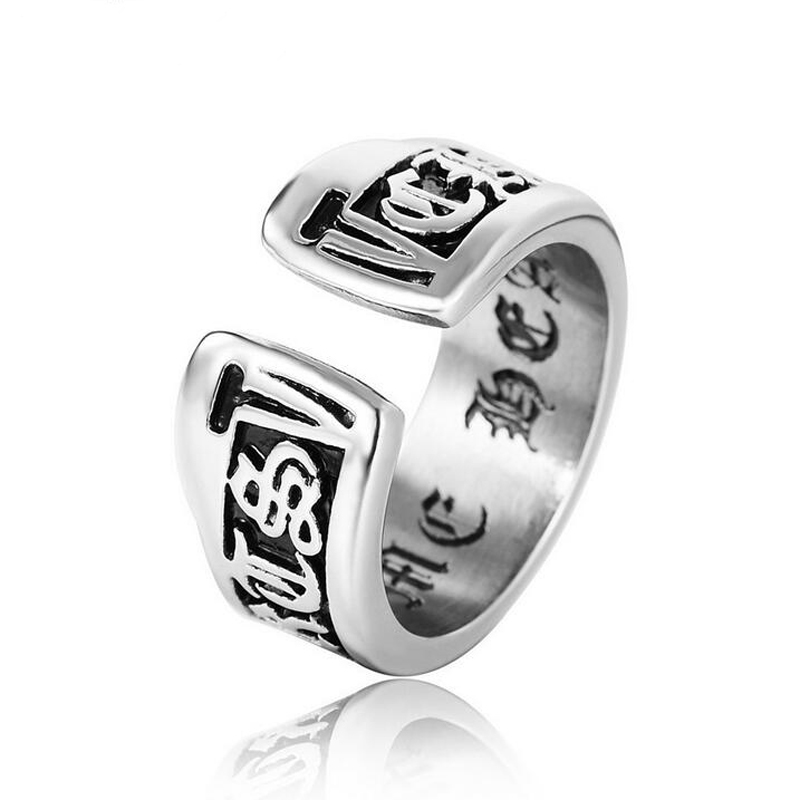 Silver Personality Vintage Opening Chrom&Hearts Titanium Band Ring Fashion Men Stainless Steel Punk Retro Geometry Cross Finger Rings Jewelry Accessories Size6-12
Silver Personality Vintage Opening Chrom&Hearts Titanium Band Ring Fashion Men Stainless Steel Punk Retro Geometry Cross Finger Rings Jewelry Accessories Size6-12