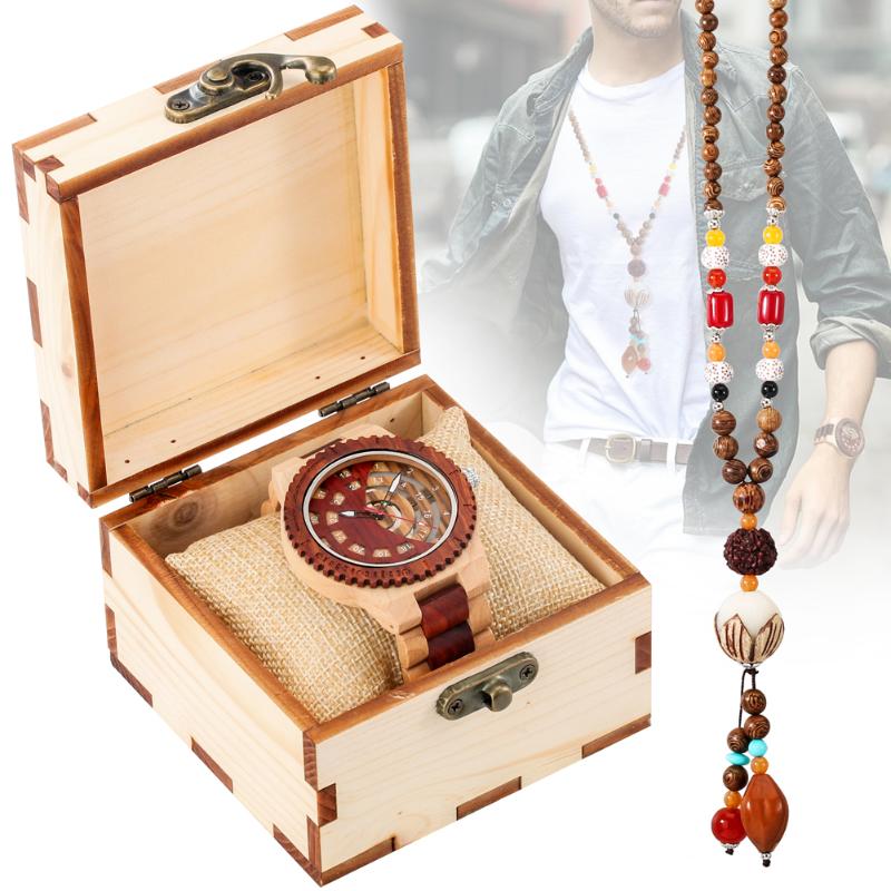 Wristwatches Vintage Male Quartz Wristwatch Wooden Beaded Necklaces With Box Wood Watch Necklace Set For Men Gift Husband Boyfriend Dad, Gift for men-320
Wristwatches Vintage Male Quartz Wristwatch Wooden Beaded Necklaces With Box Wood Watch Necklace Set For Men Gift Husband Boyfriend Dad, Gift for men-320