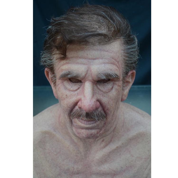 Party Masks Grandfather's Latex Scary Full Head Cosplay For Halloween Wig Old Man Mask Bald Horror Funny