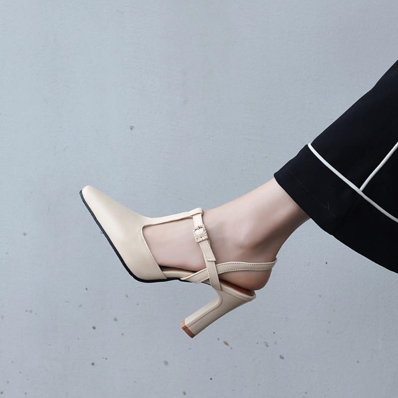 Sandals 2022 Women Slingback Summer Female Shoes Woman Square Toe T-strap High Heels Size 34-46 Party Club Drop Sale