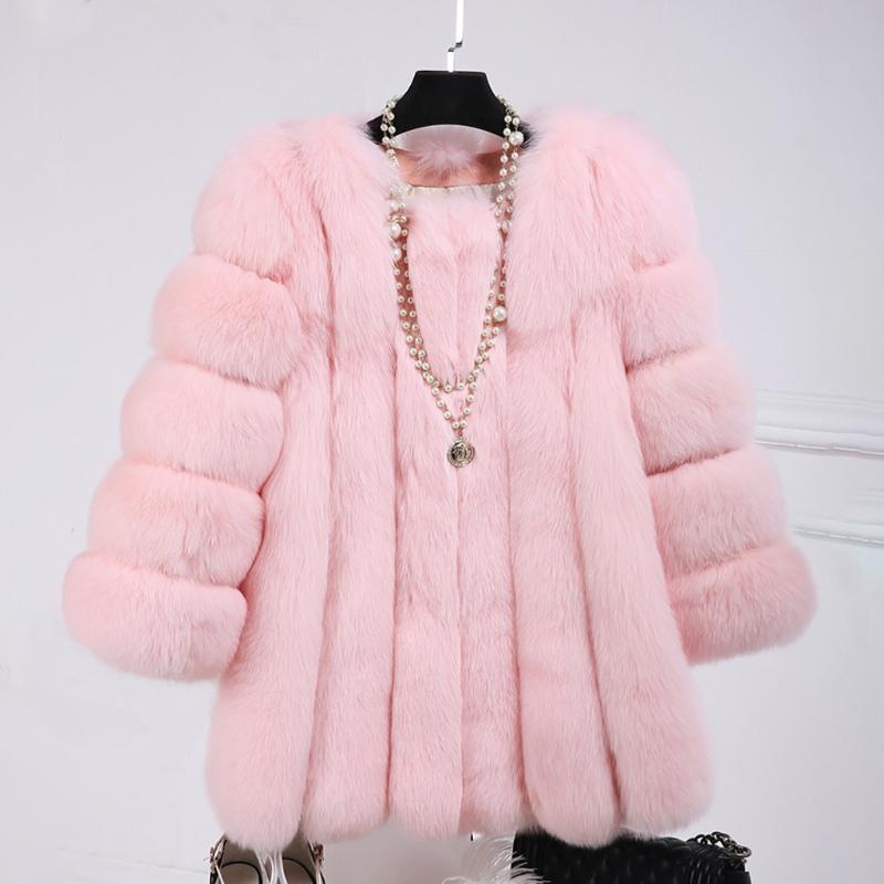 Mink Coats Women Winter Top Fashion Pink Women's Fur Coat Elegant Thick Warm Outerwear Fake Jacket
