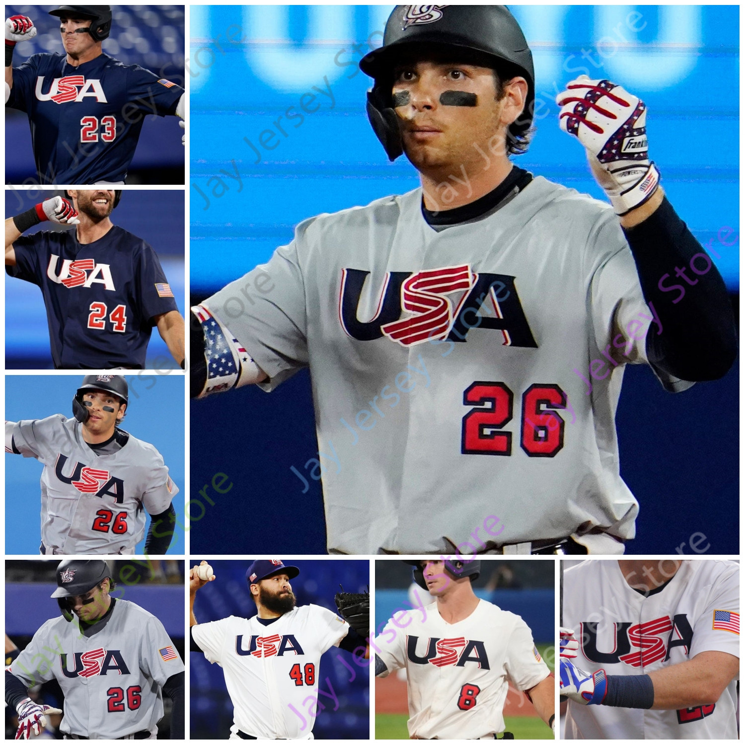 2020 USA Baseball Olympics Jersey Todd Frazier Scott Kazmir David Robertson Eddy Alvarez Ryder Ryan Shane Baz Triston Casas Jamie Westbrook Tyler Austin Eric Filia, Grey 2021
2020 USA Baseball Olympics Jersey Todd Frazier Scott Kazmir David Robertson Eddy Alvarez Ryder Ryan Shane Baz Triston Casas Jamie Westbrook Tyler Austin Eric Filia, Grey 2021