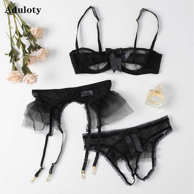 Summer New style Mesh see-through Womens Sexy Underwear Set Underwire Push up Bra Garter Panties Three-piece Erotic Lingerie, Red
Summer New style Mesh see-through Womens Sexy Underwear Set Underwire Push up Bra Garter Panties Three-piece Erotic Lingerie, Red