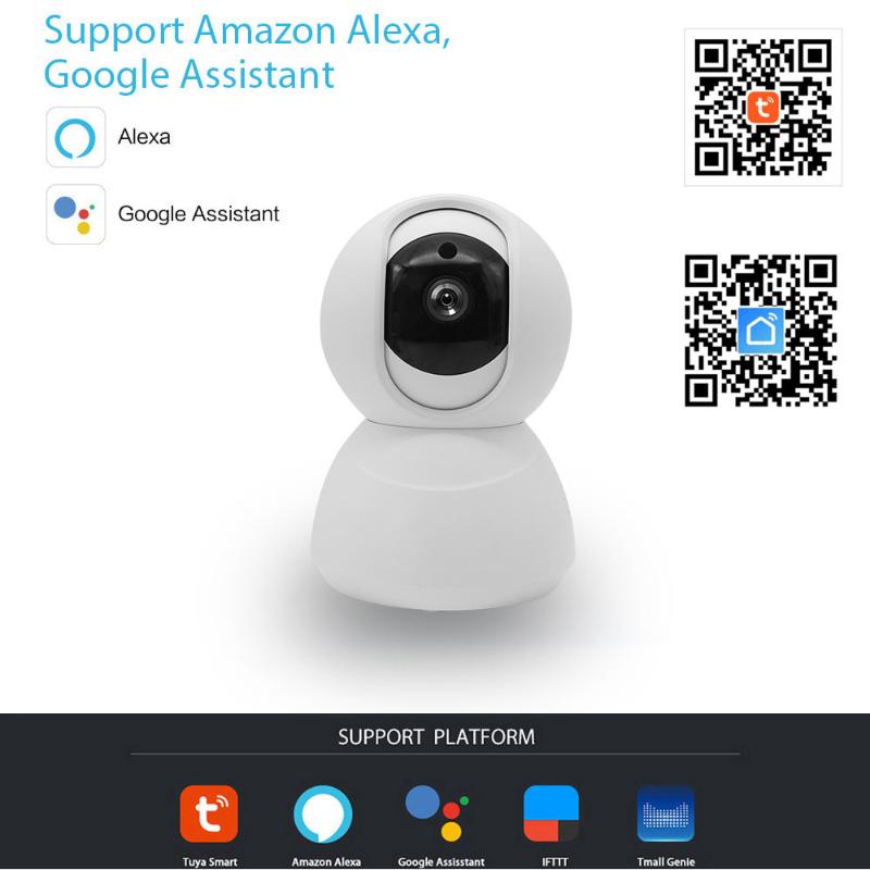 Caméras 1080p HD TUYA SMART SMART LIFE Caméra IP Alexa Sans fil Deux voies Audio Pan Tilt Tilt Digital Zoom Sécurité Wifi