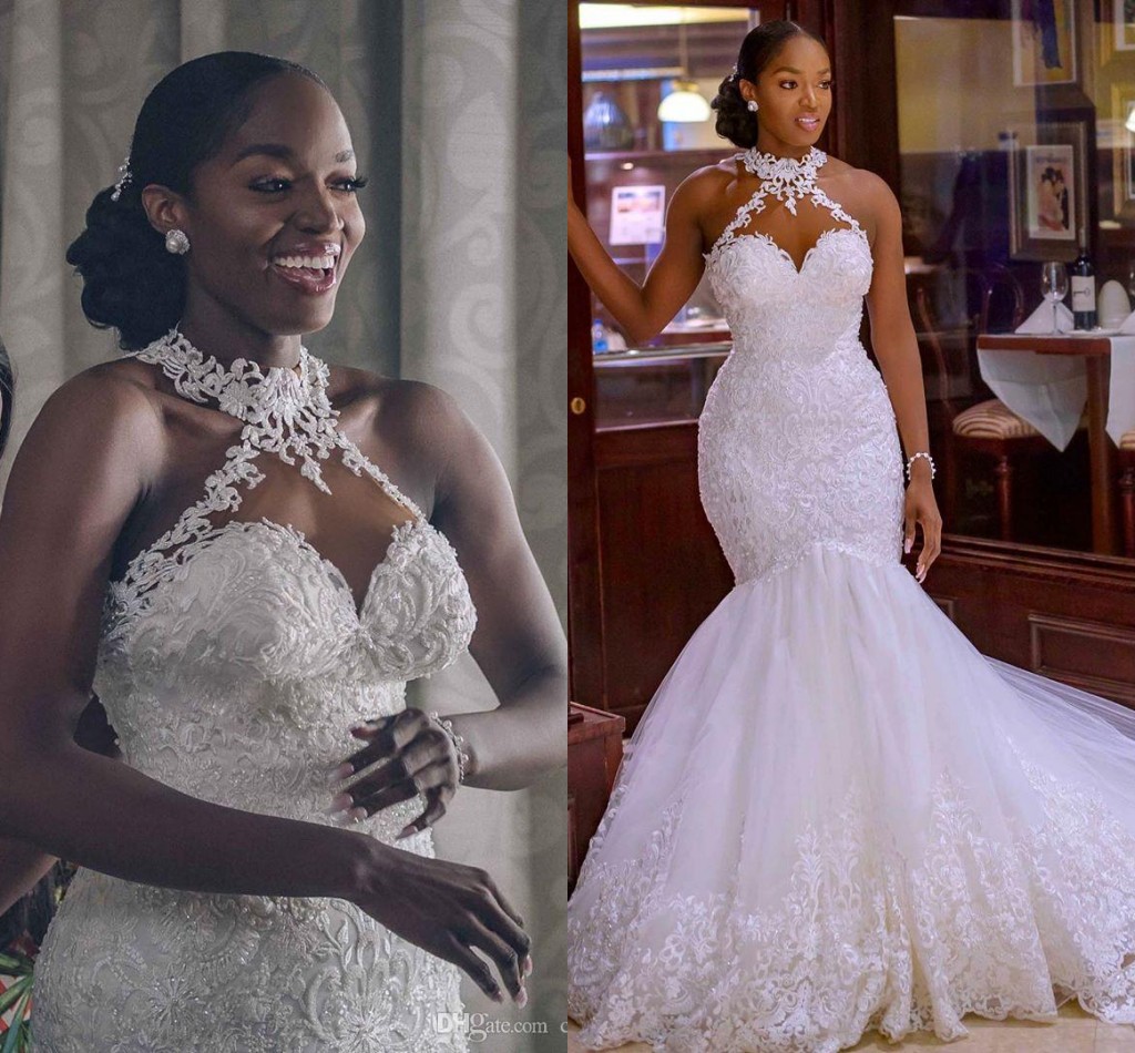 Arabic Aso Ebi Bridal Gowns 2022 Vintage Lace Beaded Wedding Dresses Sheer Neck Mermaid Long Buttons Back Robe De Mariée Vestidos Noiva