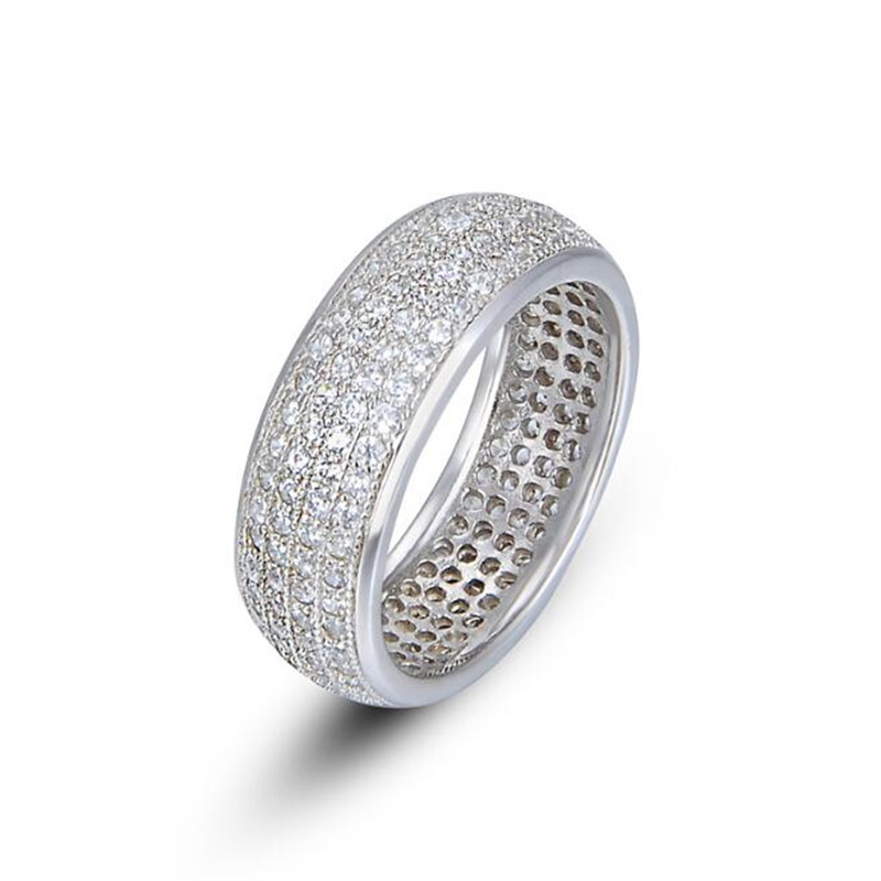 Size 5-10 Sparkling Wedding Rings Luxury Jewelry 10KT White Gold Fill Pave Sapphire CZ Diamond Gemstones Eternity Party Women Engagement Finger Ring G