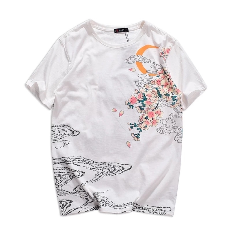 IEFB Embroidery T-shirt Chinese Style Round Collar Short Sleeve Tee Tops For Men Fashion Ukiyoe Pattern Clothes 9Y5856 210524