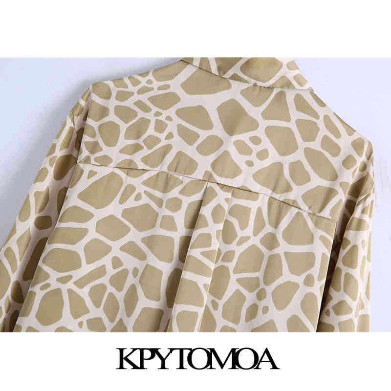 Women Fashion Loose Fitting Animal Print Soft Touch Blouses Long Sleeve Button-up Female Shirts Chic Tops 210420