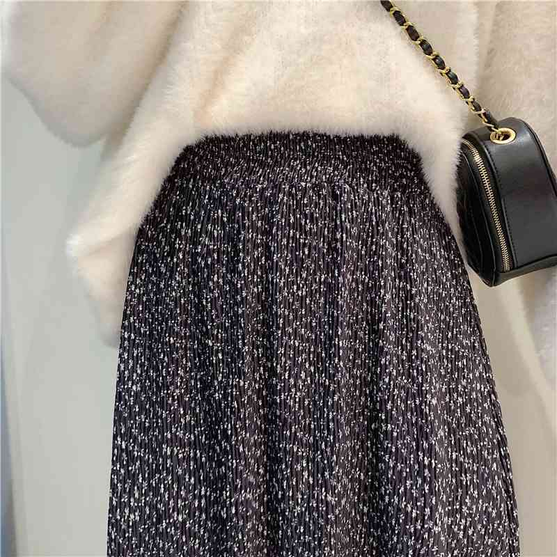 Nomikuma Autumn Winter Velour Floral Skirts Korean Causal Stretch High Waist A-line Skirt New Faldas Mujer Moda 6D317 210427