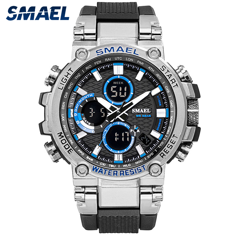 SMAEL 1803 Sport Watch Men Watches Waterproof 5Bar Dual Time Mens Military Watches Shock Resistant Alarm Clock montre hommeg, Rose gold
SMAEL 1803 Sport Watch Men Watches Waterproof 5Bar Dual Time Mens Military Watches Shock Resistant Alarm Clock montre hommeg, Rose gold