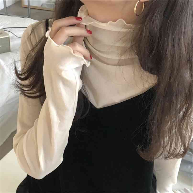 Fashion Mesh Solid Basic T Shirt Long Sleeve High Collar See-through T-shirt Thin Slim Street Casual Tee Shirts 210607, Black
Fashion Mesh Solid Basic T Shirt Long Sleeve High Collar See-through T-shirt Thin Slim Street Casual Tee Shirts 210607, Black