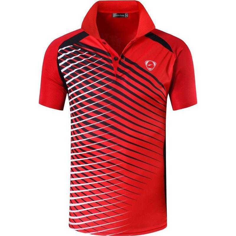 jeansian Men's Sport Tee Polo Shirts POLOS Poloshirts Golf Tennis Badminton Dry Fit Short Sleeve LSL243 Red2 T200528
