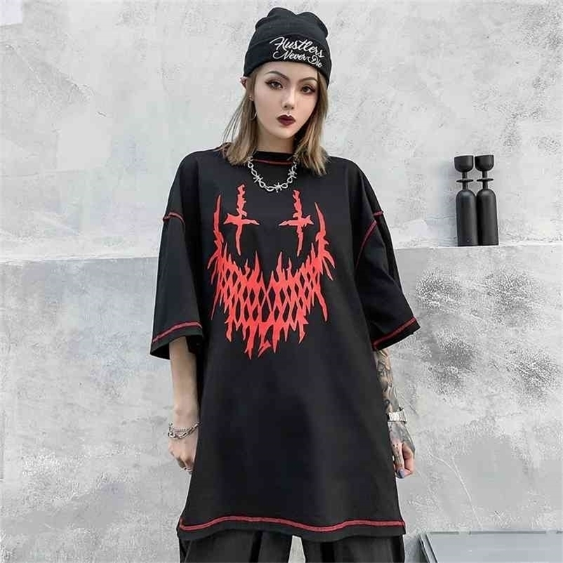 Gothic Oversized Streetwear Tshirt Sloth Summer Clothes Punk Skull Graphic Tees T Shirt Women Fashion Clothing Tops Trend 210406