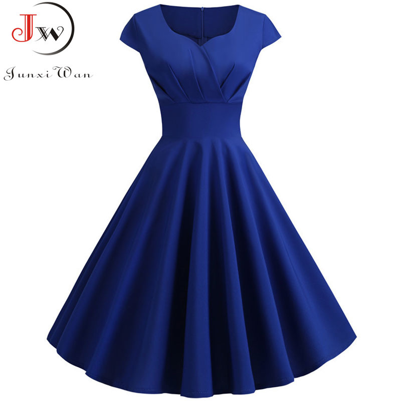 Pink Summer Dress Women V Neck Big Swing Vintage Dress Robe Femme Elegant Retro pin up Party Office Midi Dresses Plus Size 210409