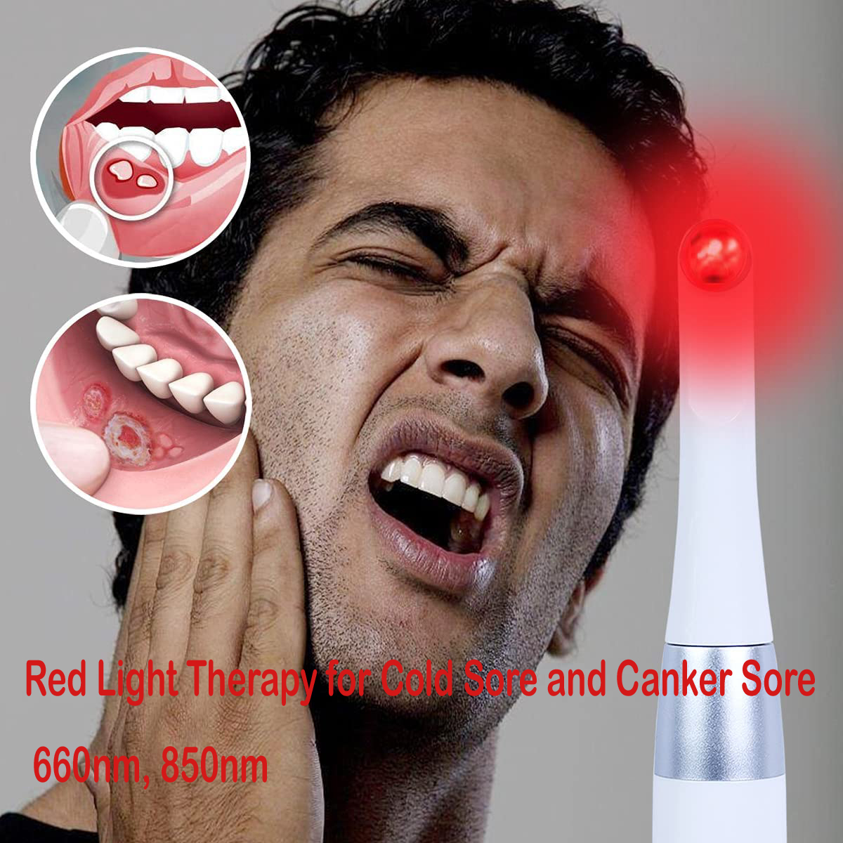 handheld face Devices Red Light Therapy Coverage treatment inside or outside in mouth to be canker Oral cold Sore device 660nm 850nm wavelength
handheld face Devices Red Light Therapy Coverage treatment inside or outside in mouth to be canker Oral cold Sore device 660nm 850nm wavelength