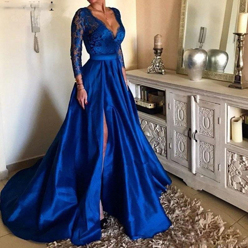 R&W 2025 Black Sequined Evening Dresses Sleeve High Side Split Prom with Detachable Train Long Formal Cheap Party Gown