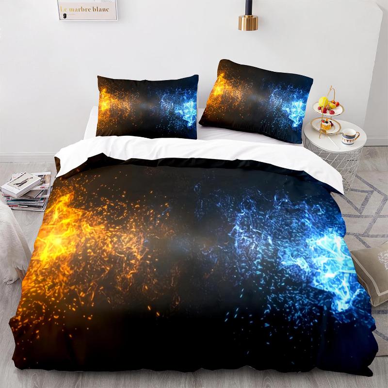 

Bedding Sets Colorful Flame Set Single  Full Queen King Size Ice And Fire Blaze Bed Children Kid Bedroom Duvetcover 023, As picture