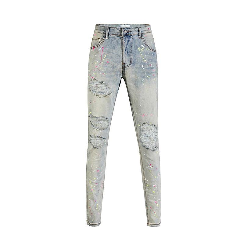 Men's Jeans Light blue rotten hole wear four seasons jeans beggar water multi process 
Men's Jeans Light blue rotten hole wear four seasons jeans beggar water multi process