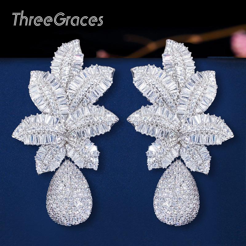 Dangle & Chandelier ThreeGraces Luxury Leaf Drop Pineapple Full Micro CZ Stone Paved Wedding Party Earrings Fashion Jewelry For Women E0365, Silver
Dangle & Chandelier ThreeGraces Luxury Leaf Drop Pineapple Full Micro CZ Stone Paved Wedding Party Earrings Fashion Jewelry For Women E0365, Silver