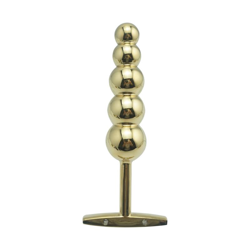 Sex Toys For Couples 150 G Metal Golden Anal Hook Buplug With Five Beads Balls Dilator Gay Fetish BDSM Adult Toy Product