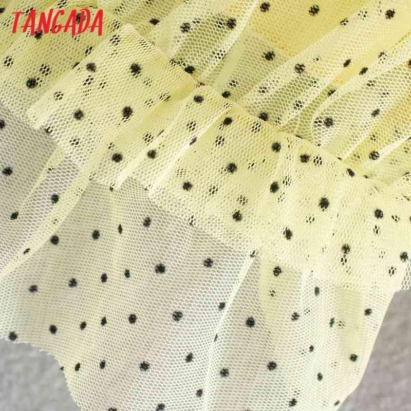 Women Retro Dots Mesh Crop Off Shouder Long Sleeve Summer Chic Female Sexy Slim Shirt Tops 2W91 210416