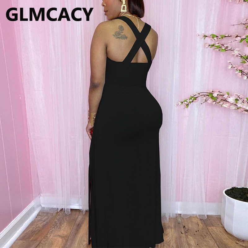 Summer Crisscross Back Slit Maxi Dress Classy Evening Party Long Vestidos 210702
