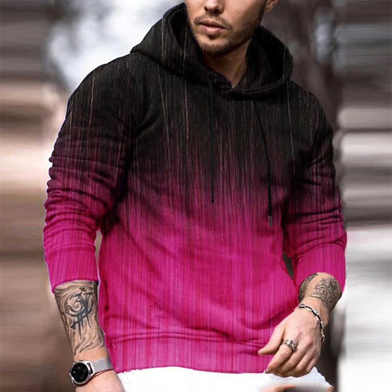 Autumn Casual Loose Hoodies Sweatshirt For Men Fashion Pattern Print Hooded Tops Retro Male Long Sleeve Pullover Streetwear 210927