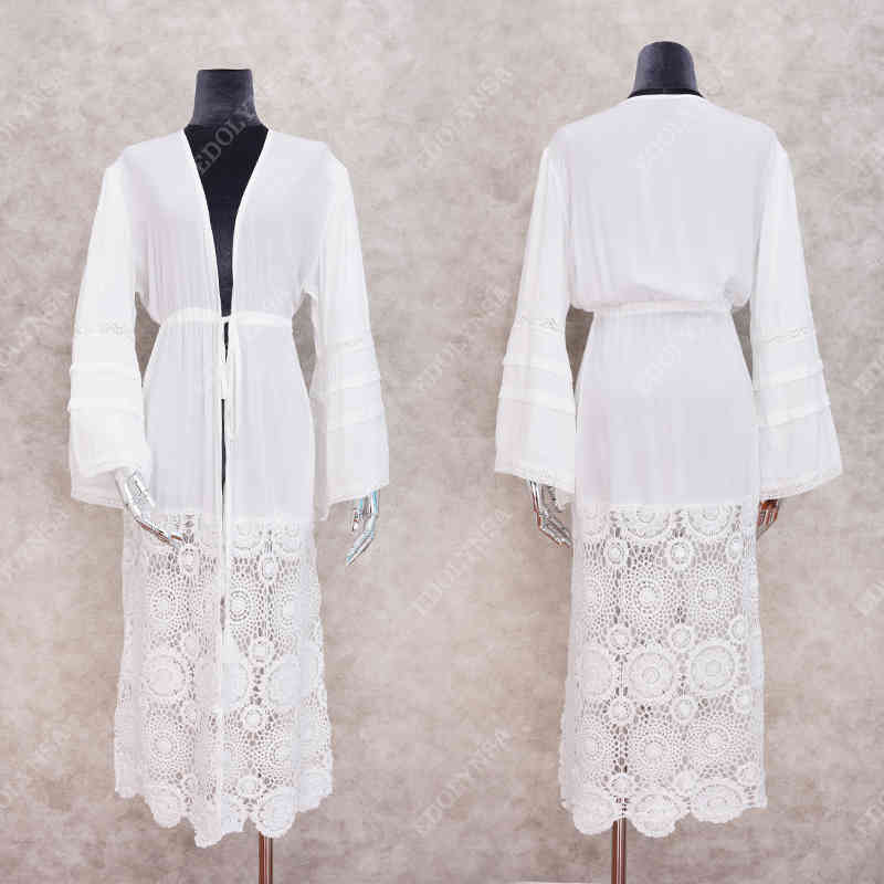 Cotton Beach Cover up Kaftan Sarong Bathing Suit Lace s Pareo Swimsuit Womens Swim Wear Tunic #Q908 210420