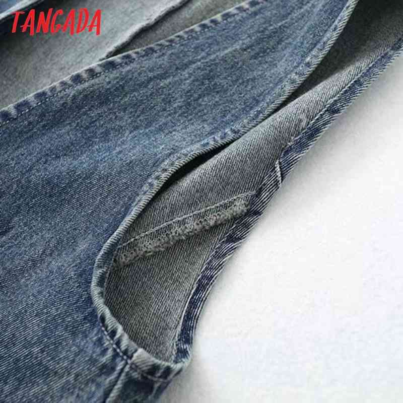 Women Vintage Blue Denim Waistcoat Vest V Neck Sleeveless Female Tops 5B12 210416