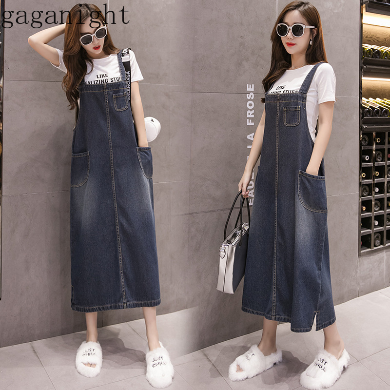 Gaganight Casual Loose Women Jeans Long Dress Spring Summer Lady Overall Demin Dresses Chic Plus Size Fashion Vestidos Oversize 210519, Blue 
Gaganight Casual Loose Women Jeans Long Dress Spring Summer Lady Overall Demin Dresses Chic Plus Size Fashion Vestidos Oversize 210519, Blue