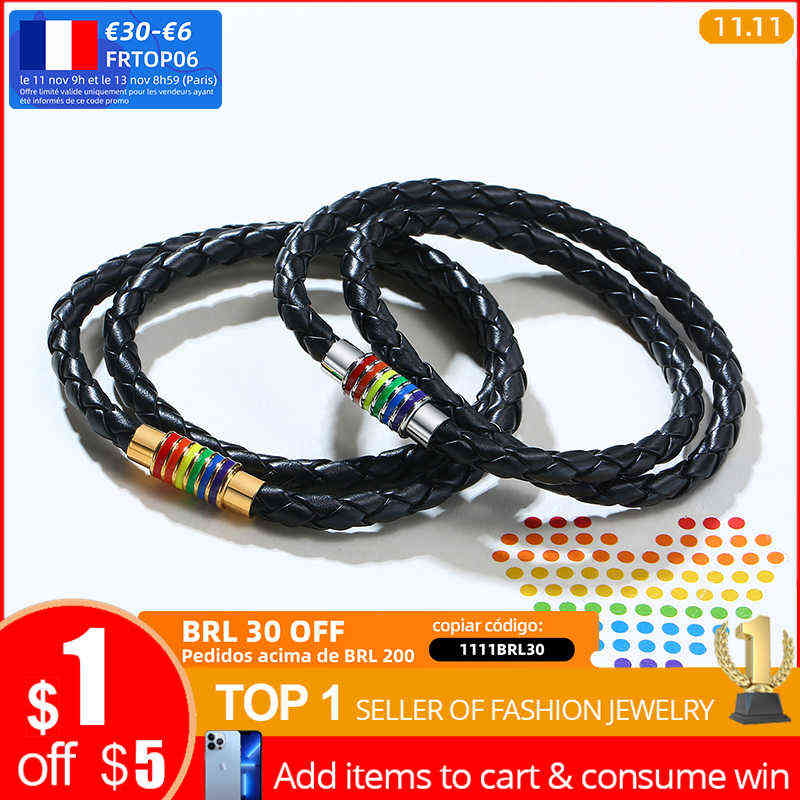 Vnox Casual Men's Stainless Steel Clasp Rainbow Lgbt Pride Handmade Braided Bracelet Leather Weave Plaited Jewelry
Vnox Casual Men's Stainless Steel Clasp Rainbow Lgbt Pride Handmade Braided Bracelet Leather Weave Plaited Jewelry