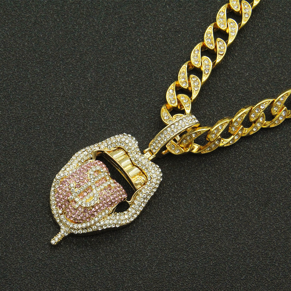Pendant Necklaces European Hip Hop Rap Rap Decoration Full Diamond Three-Dimensional Dollar Tongue Hipster Exaggerated Cuban Link Chain Necklace
Pendant Necklaces European Hip Hop Rap Rap Decoration Full Diamond Three-Dimensional Dollar Tongue Hipster Exaggerated Cuban Link Chain Necklace