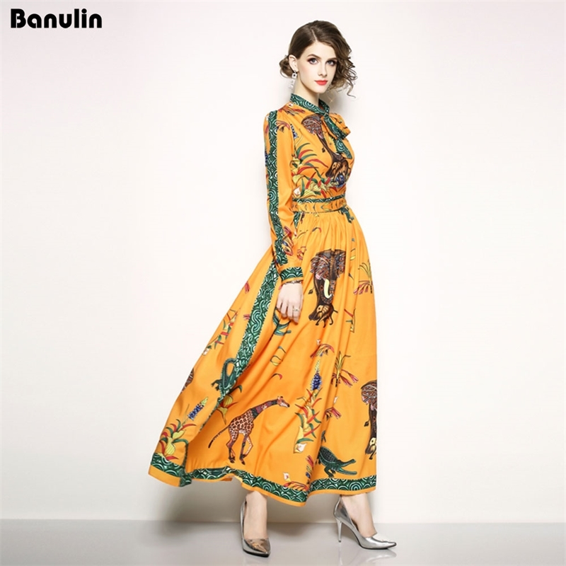 Runway Designer Maxi Dress Women's Elegant Beach Vacation Animal Printing Long Bow Collar Floor-Length Party es 210603, Yellow
Runway Designer Maxi Dress Women's Elegant Beach Vacation Animal Printing Long Bow Collar Floor-Length Party es 210603, Yellow