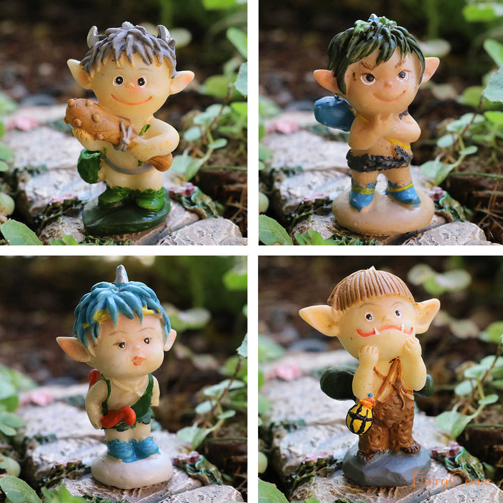 Set of 5 Miniature Garden Mini Elves Resin Forest Tiny Pixie Fairy Gnome Figurine ELF Figures Ornaments Miniture 210804